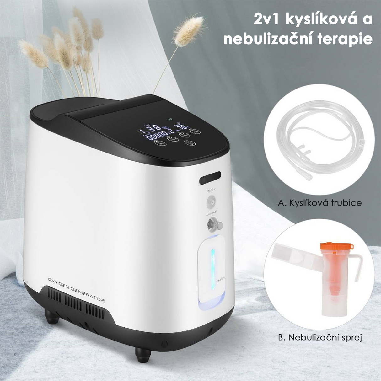 VARON VH-2 | Kontinuální průtokový kyslíkový koncentrátor pro domácnost (1–7 nastavení)