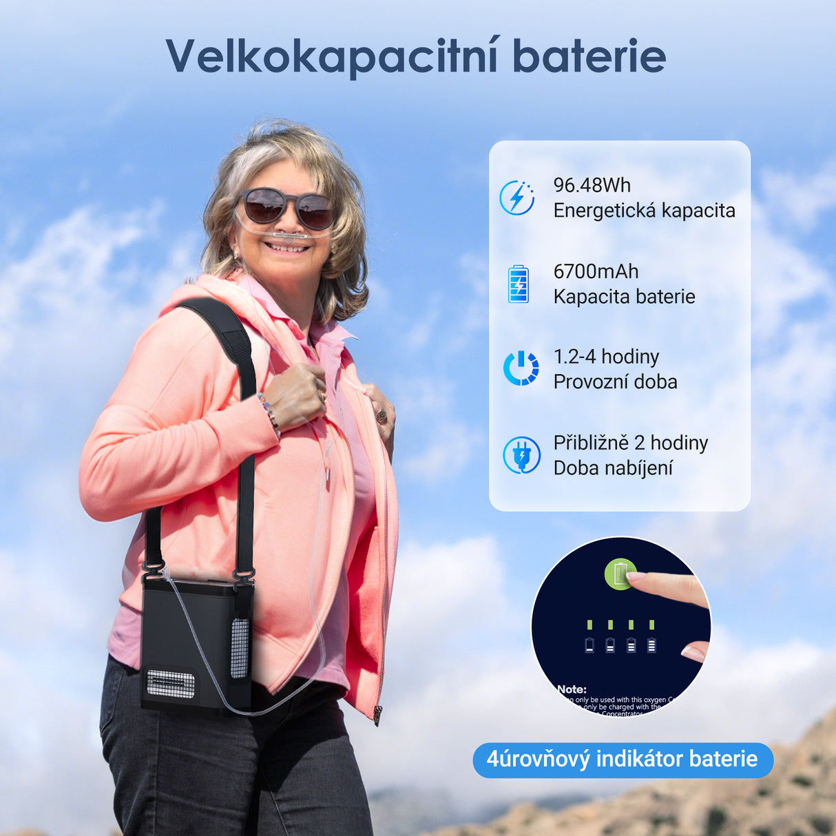 Nový VARON VP-8G | Přenosný kyslíkový koncentrátor Pulse Flow (1-8 nastavení)