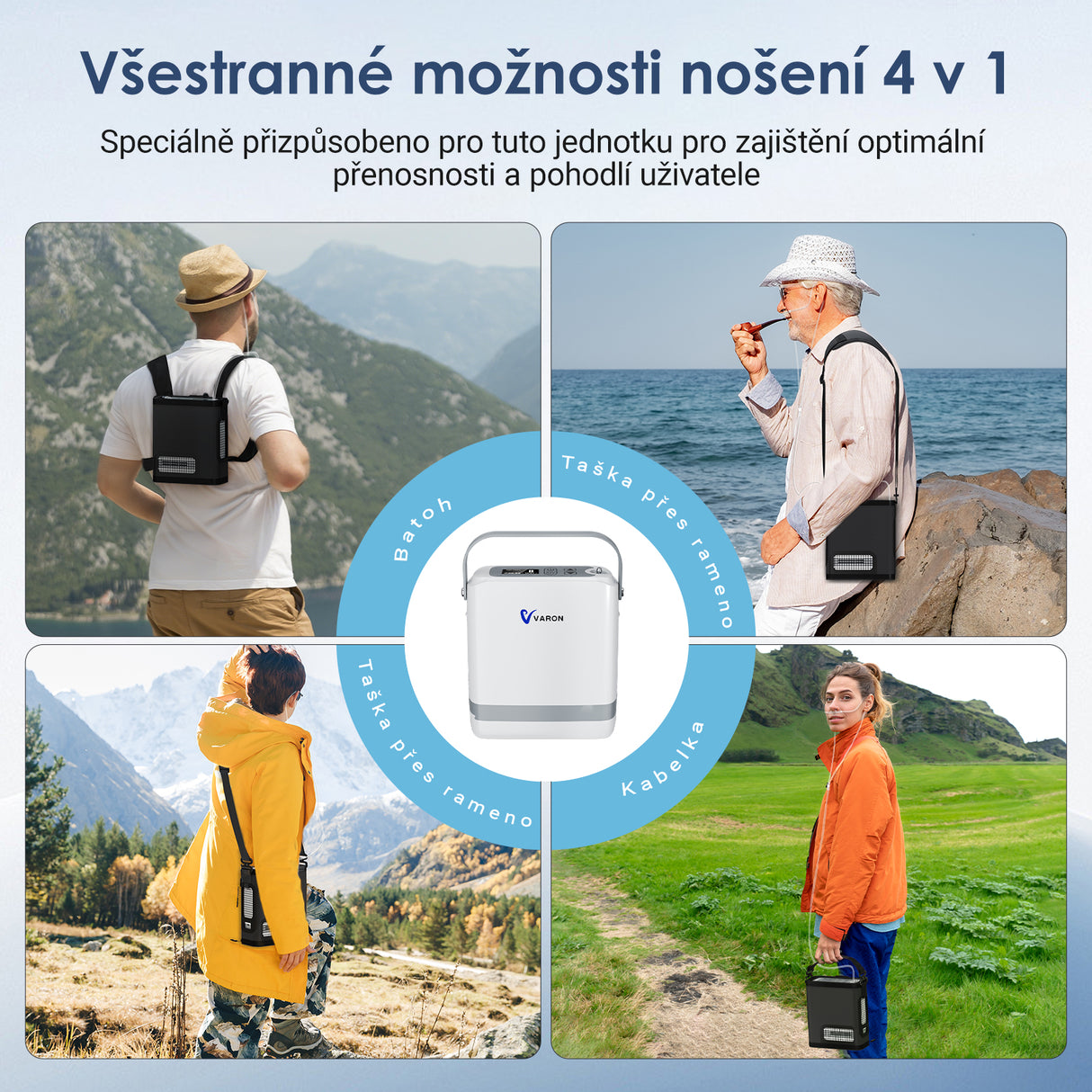 Nový VARON VP-8G | Přenosný kyslíkový koncentrátor Pulse Flow (1-8 nastavení)
