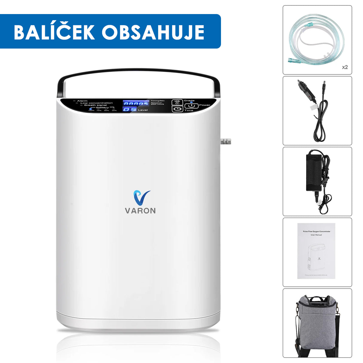 VARON VP-1 | Přenosný kyslíkový koncentrátor Pulse Flow (1-5 nastavení)