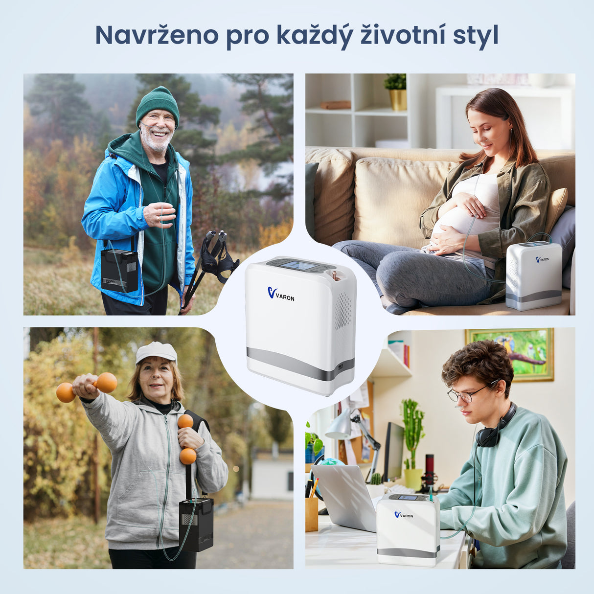 VARON VP-8 Lite | Přenosný pulzní koncentrátor kyslíku – pouze 2 kg, 7 úrovní průtoku