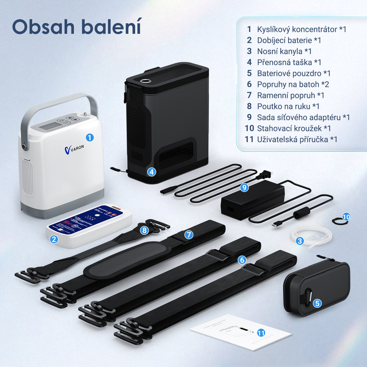 Nový VARON VP-8G | Přenosný kyslíkový koncentrátor Pulse Flow (1-8 nastavení)