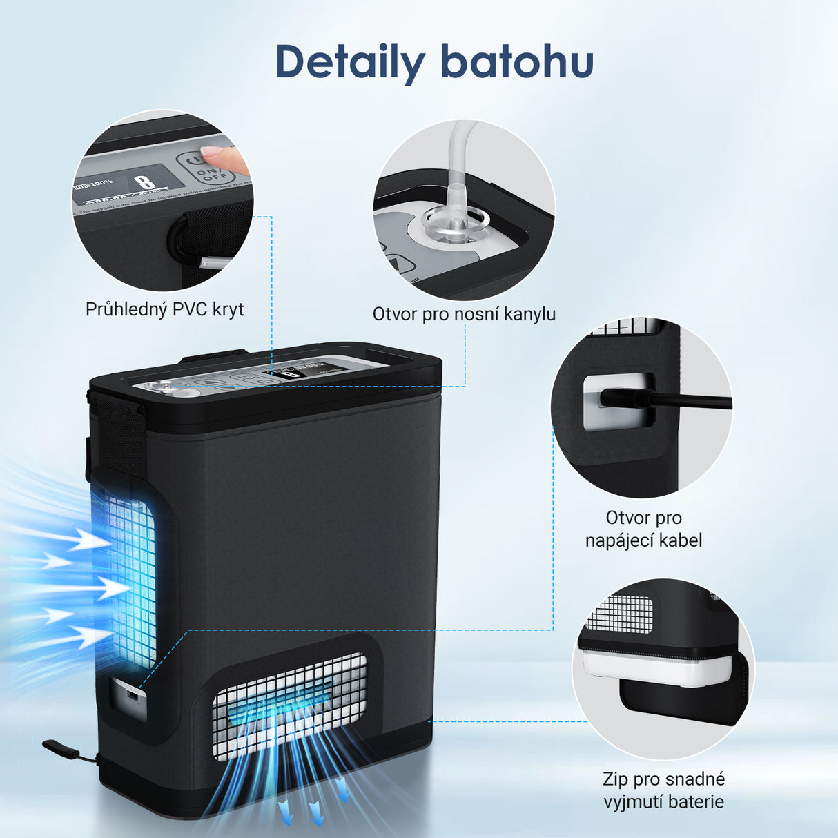 Nový VARON VP-8G | Přenosný kyslíkový koncentrátor Pulse Flow (1-8 nastavení)