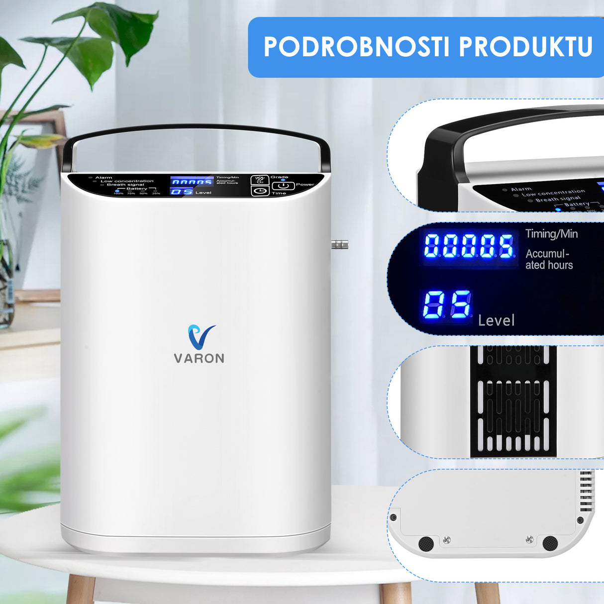 VARON VP-1 | Přenosný kyslíkový koncentrátor Pulse Flow (1-5 nastavení)