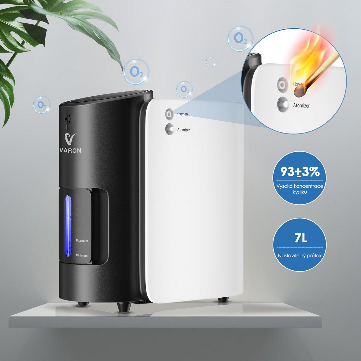 VARON VH-1 | Kontinuální průtokový kyslíkový koncentrátor pro domácnost (1–7 nastavení)
