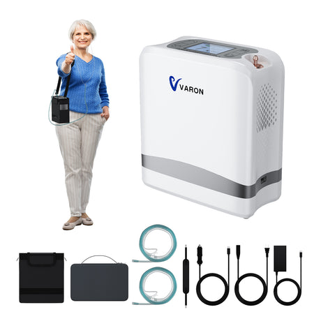 VARON VP-8 Lite | Přenosný pulzní koncentrátor kyslíku – pouze 2 kg, 7 úrovní průtoku