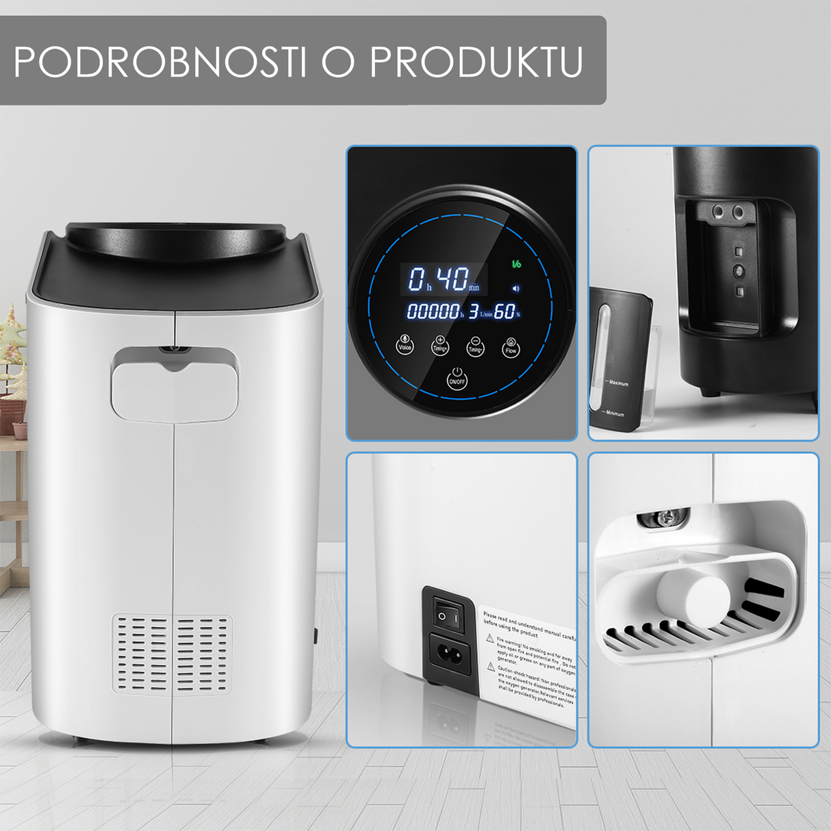 VARON VH-1 | Kontinuální průtokový kyslíkový koncentrátor pro domácnost (1–7 nastavení)