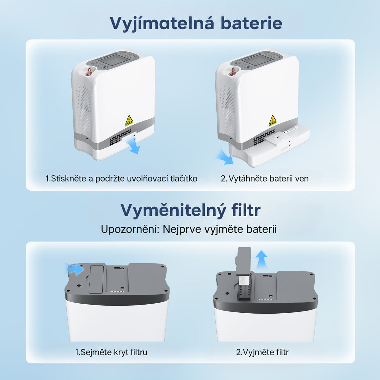 VARON VP-8 Lite | Přenosný pulzní koncentrátor kyslíku – pouze 2 kg, 7 úrovní průtoku