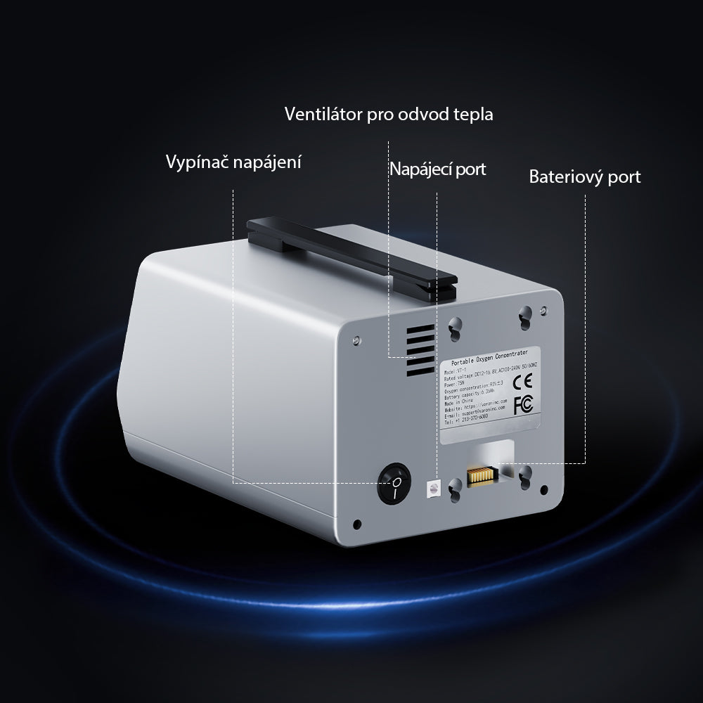 VARON VT-1 | Cestovní kyslíkový koncentrátor s duálním režimem (1–5 nastavení)