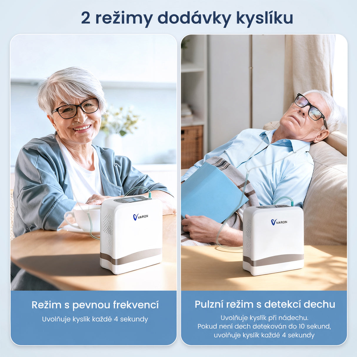 VARON VP-8 Lite | Přenosný pulzní koncentrátor kyslíku – pouze 2 kg, 7 úrovní průtoku