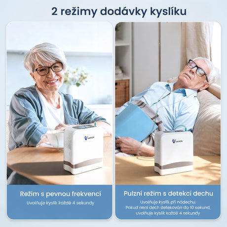 VARON VP-8 Lite | Přenosný pulzní koncentrátor kyslíku – pouze 2 kg, 7 úrovní průtoku
