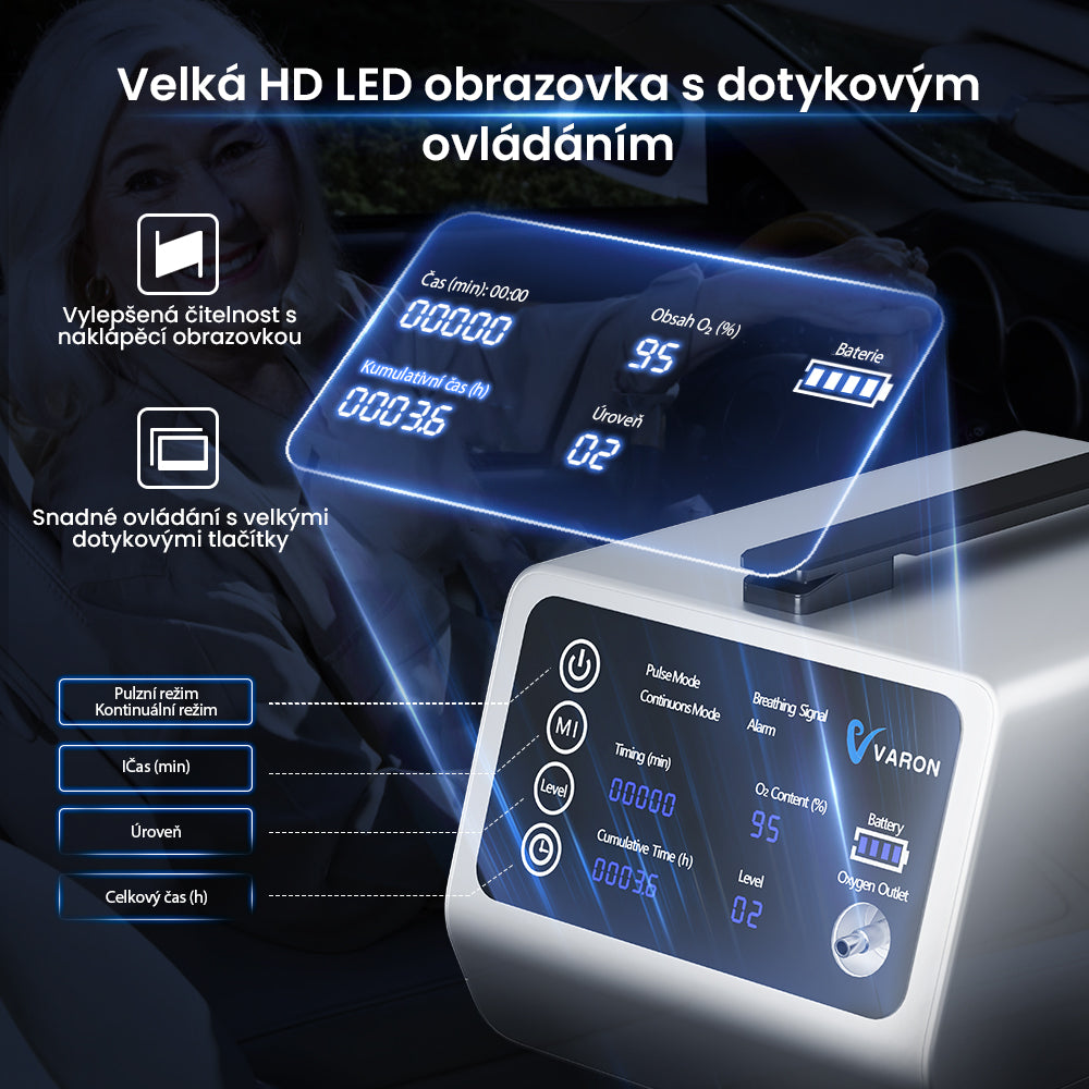 VARON VT-1 | Cestovní kyslíkový koncentrátor s duálním režimem (1–5 nastavení)